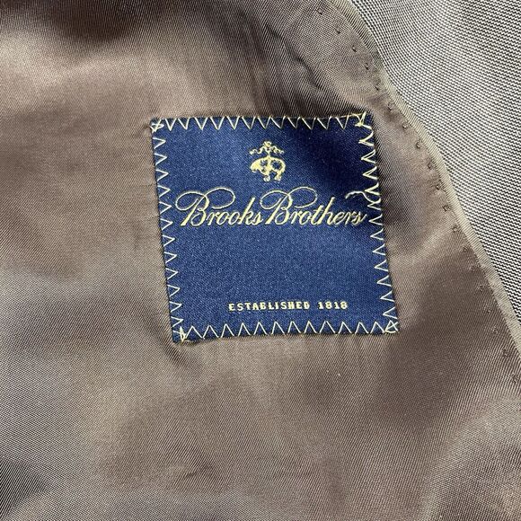 BROOKS BROTHERS BLAZER APPROX MENS 44 BEIGE BROWN TWO BUTTON WOOL SINGLE BREAST - Picture 9 of 12
